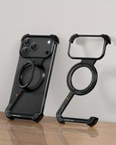 This Minimalist Phone Case Is Compatible with The Apple 17 Pro/17 Pro Max, Featuring a 360° Rotating Stand with an Aluminum Metal Frameless Design And Z-Shaped Bumper, Offering Shockproof Protection (Available in Black And T