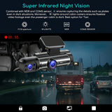 Dual Lens Car Dash Cam with Front & Cabin View, 1080P HD Front & 720P HD Rear, Night Vision, Loop Recording, G-Sensor, Motion Detection, 64GB Memory Card Option, Rechargeable Battery, Adhesive Mount for Universal Vehicle Comp