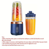Portable 2-in-1 Blender and Juicer | 6 Blades, USB Rechargeable, Dual Cups - Perfect for Smoothies, Milkshakes & Iced Drinks - Ideal Gift for Valentine's Day, Thanksgiving, Halloween/Christmas, Mother’s Day