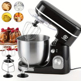 SUPERLEX 3-in-1 Stand Mixer 5L 1300W 8-Speed Kitchen Machine with Pulse, Stainless Steel Dough Hook Whisk & Eggbeater Attachments, Energy Class A+++ for Baking Cakes Bread, Black, Baking Essentials, Ergonomic Handle, Reliable