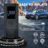 Portable Air Compressor Tire Pump, 150PSI Car Tire Air Pump with Tire Pressure Gauge, LED, 3x Faster One-Click Smart Wireless Tire Inflator for Cars, Motorcycles, Bicycles, Balls, etc