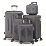 5pcs Luggage with Corner Protectors, 12/ 16/ 20/ 24/ 28-Inch, Durable Hard Shell, 360 Spinner Wheels, Multifunctional Large Capacity, Lightweight Travel Suitcase