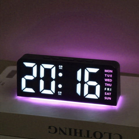 Innovative LED Digital Alarm Clock with Atmosphere Light & Date Display - USB Powered, Adjustable Brightness, Flat Crown Shape, Multi-Functional Home Decor Cloc