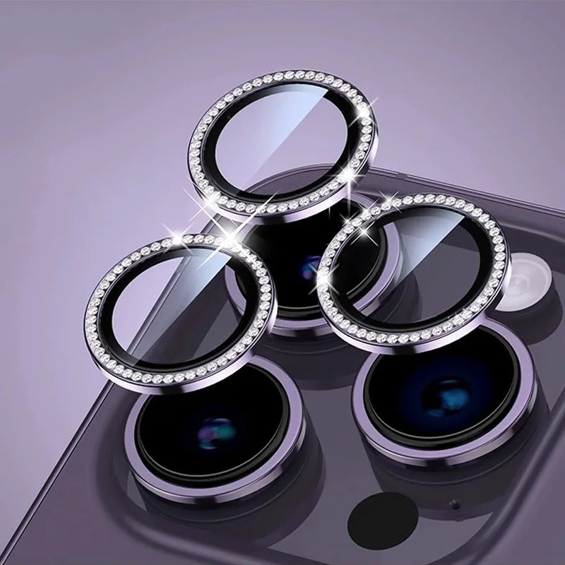 Bling Glitter Diamond Camera Lens Protector Case For iPhone 17 16 15 14 13 12 11 Pro Max Plus Sreen Protectors Film For iPhone17