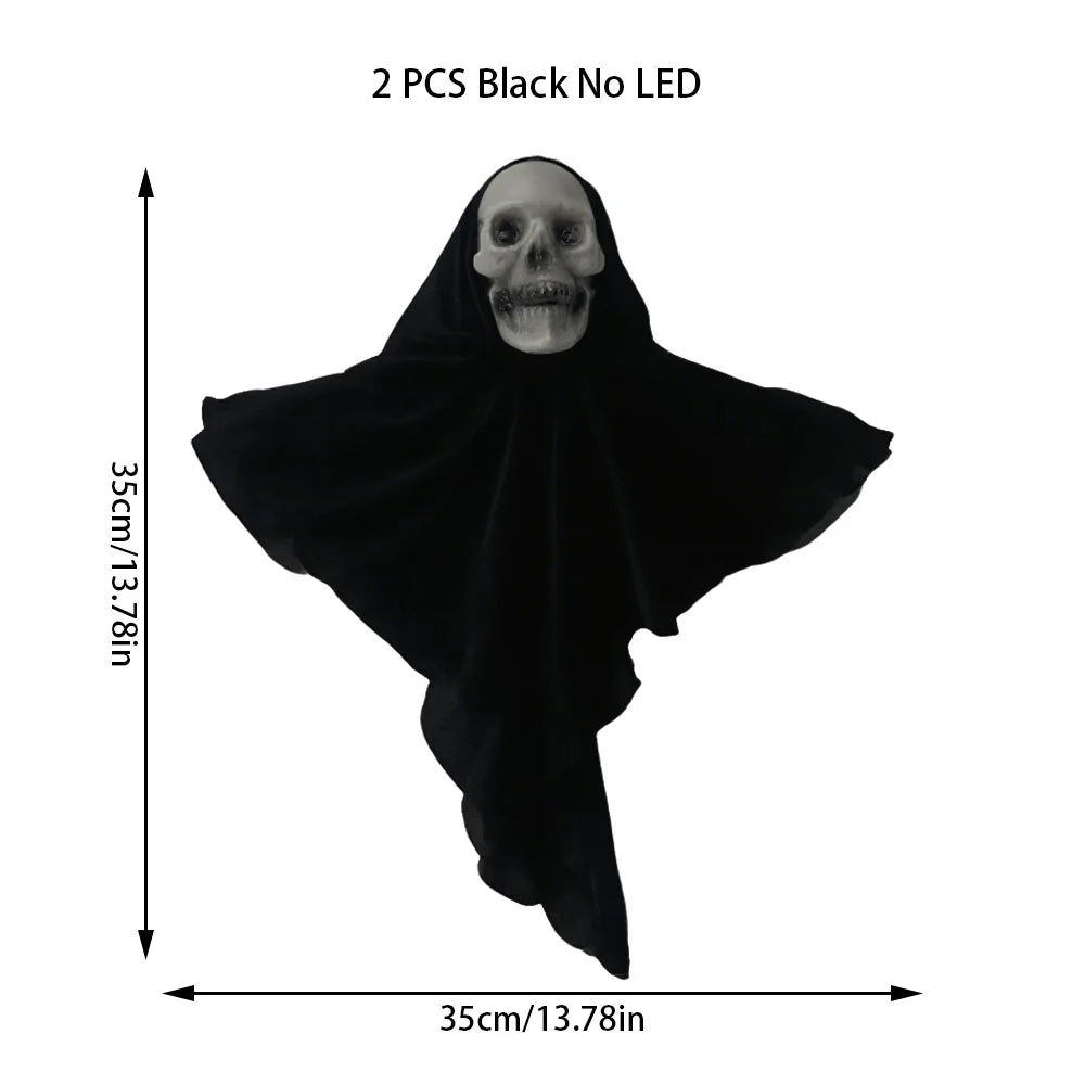 2PCS Halloween Decorations Party Hanging Skull Skeleton Ghost Ornament Horror Props Haunted Home Decoration Halloween Outdoor