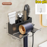 Hair Dryer Holder Wall Mounted Hair Straightener Dryer Hair Stand Bathroom Organizer Shelves Washroom Organization Shelves