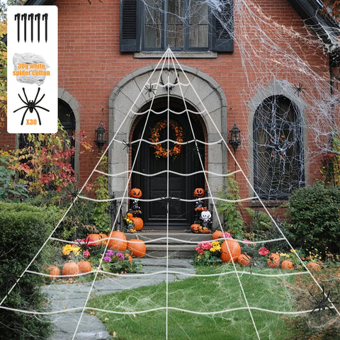 Giant Spider Web Decoration - 7m, 30 Spiders for Halloween Outdoor Indoor Parties