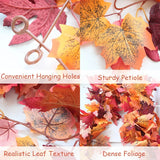2M Artificial Fall Maple Leaf Garland Fake Plants Autumn Decor Leaves Vine for Thanksgiving Halloween Festivals Wedding Decora