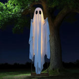 Halloween Hanging Swing Ghost Decor Thicken Spooky Ghost Ornament Battery Powered Cute White Ghost Swing for Porch Yard Trees