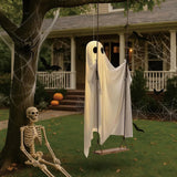 Halloween Hanging Swing Ghost Decor Thicken Spooky Ghost Ornament Battery Powered Cute White Ghost Swing for Porch Yard Trees