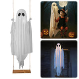 Halloween Hanging Swing Ghost Decor Thicken Spooky Ghost Ornament Battery Powered Cute White Ghost Swing for Porch Yard Trees