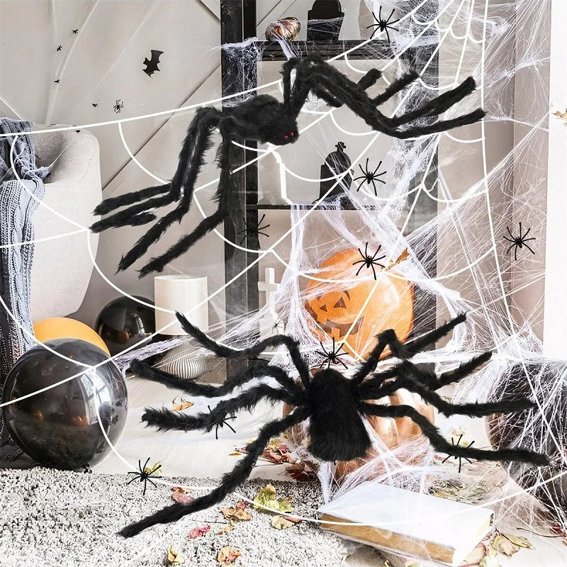 30cm/50cm/75cm/90cm/125cm/150cm/200cm Horror Halloween Giant Black Spider Decoration Haunted House Party Props Halloween Decor