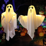 Halloween Hanging Ghosts Light Up Warm LED Light Indoor Outdoor Front Porch Yard Scary Cute Halloween Ghost Decor Gifts