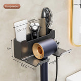Hair Dryer Holder Wall Mounted Hair Straightener Dryer Hair Stand Bathroom Organizer Shelves Washroom Organization Shelves