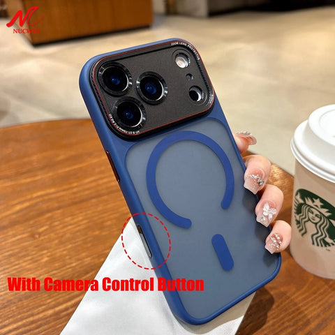 With Camera Control Butoon Case for iPhone 16 17 Pro Max Magsafe Case for iPhone 17 Air 16 Plus Business Slim Matte Armor Cover