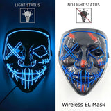 Wireless Neon LED Purge Mask Glow in The Dark Cosplay Horror Mask Halloween Masquerade Party Masks Glowing Funny Dress Up