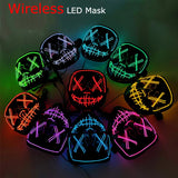 Wireless Neon LED Purge Mask Glow in The Dark Cosplay Horror Mask Halloween Masquerade Party Masks Glowing Funny Dress Up