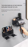 Hair Dryer Holder Wall Mounted Hair Straightener Dryer Hair Stand Bathroom Organizer Shelves Washroom Organization Shelves