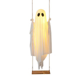 Halloween Hanging Swing Ghost Decor Thicken Spooky Ghost Ornament Battery Powered Cute White Ghost Swing for Porch Yard Trees