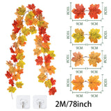 2M Artificial Fall Maple Leaf Garland Fake Plants Autumn Decor Leaves Vine for Thanksgiving Halloween Festivals Wedding Decora