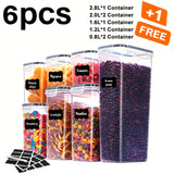 84/48-Pack (42/24 Containers And 42/24 Lids) Storage Boxes with Airtight Lids for Cereal Powder, Coffee Beans, And Corn Flakes, with Capacities of 2.8L, 2.4L, 2.0L, 1.6L, 1.4L, 1.2L, 0.8L, And 0.5L