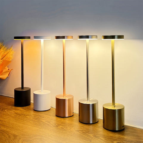 Modern Metal Table Lamp - Adjustable Color, Dimmable, USB Charging | Rechargeable Lithium Battery, Brushed Aluminum Base, for Living Room & Bedroom Decoration, 1pc