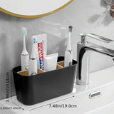 ABERZEY 5-Slot Black Plastic Toothbrush Holder with Dividers - Lightweight, No Electricity Needed, Freestanding Bathroom Countertop Organizer for Electric Toothbrushes, Toothpaste, Razors - Durable & Stylish Design, Toothbrus