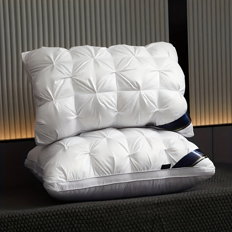 1/2/4pcs 3D Luxury Hotel Pillow Set - Deep Sleeping Massage Pillow Core, Moisture-Absorbing Breathable Polyester Bedding for Bedroom, Living Room