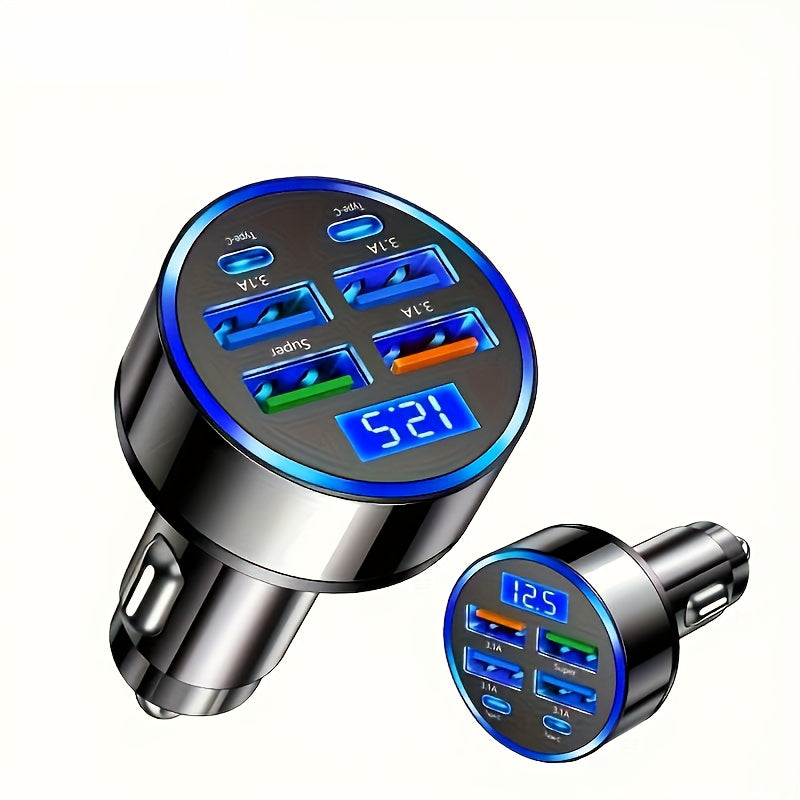 2PD 4USB Car Charger with Fast Charging PD QC3.0, 30 Minutes Full 60% - Universal, Stable and Fast Charging, Suitable for Various Devices, Car Mobile Phone Charger, Car Charging Station | Modern Charging Station | Durable Cha