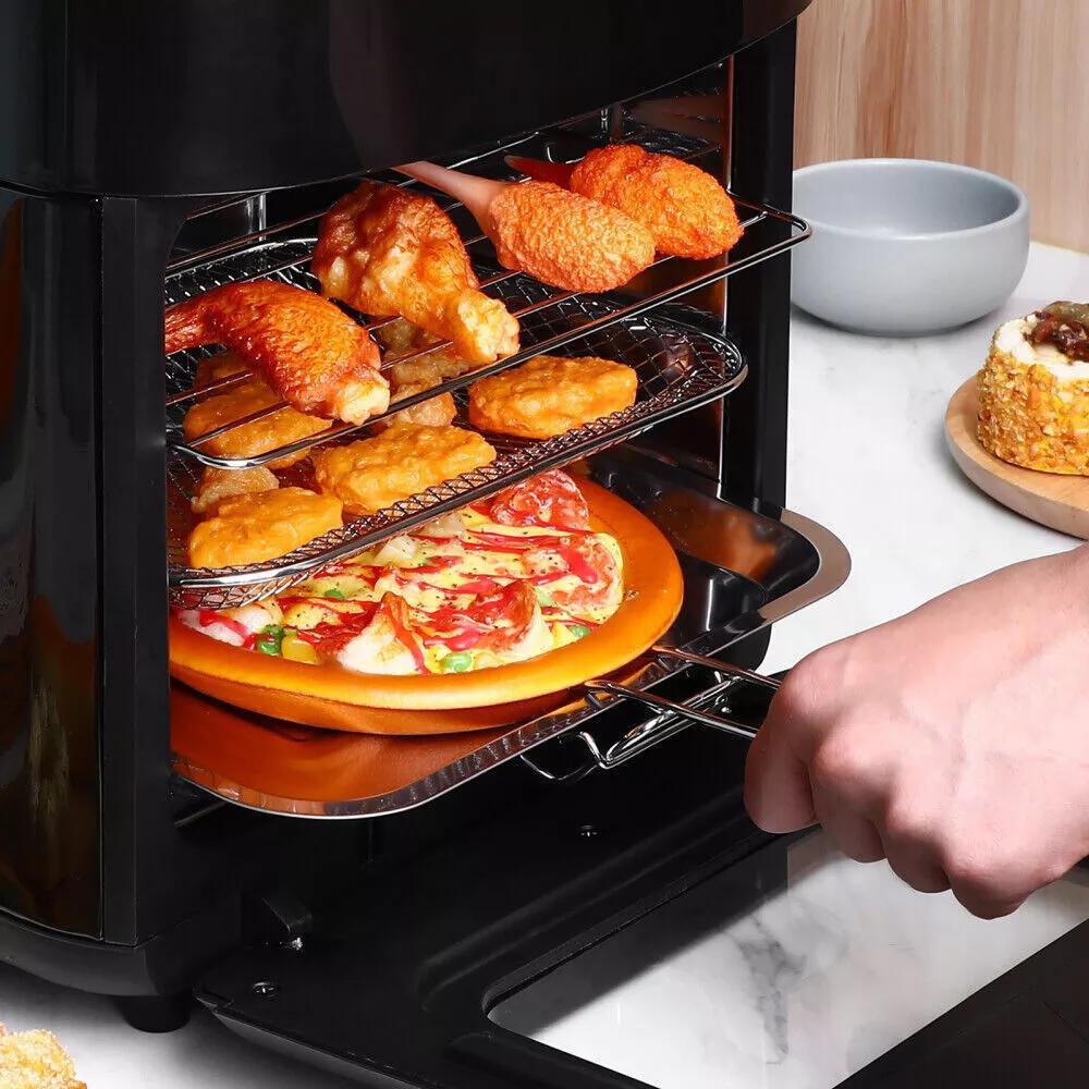 15L Black Multifunctional Digital Air Fryer Oven with Rapid Air Circulation & Smart Touch & Visible Window, Adjustable Timer & Temperature Control for Healthy Oil Free & Low Fat Cooking, Nonstick Basket, Chicken, Crisps, Broi