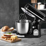 SUPERLEX 3-in-1 Stand Mixer 5L 1300W 8-Speed Kitchen Machine with Pulse, Stainless Steel Dough Hook Whisk & Eggbeater Attachments, Energy Class A+++ for Baking Cakes Bread, Black, Baking Essentials, Ergonomic Handle, Reliable
