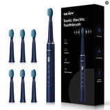 SEJOY Sonic Electric Toothbrush Rechargeable Electric Toothbrush, Deep Cleaning with 3 Modes, 6 Replacement Brush Heads, Portable, Suitable for Travel, Dormitory, Gift, Black, Pink, Blue, Purple, Gift for Parents, Couples