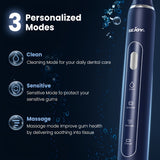 SEJOY Sonic Electric Toothbrush Rechargeable Electric Toothbrush, Deep Cleaning with 3 Modes, 6 Replacement Brush Heads, Portable, Suitable for Travel, Dormitory, Gift, Black, Pink, Blue, Purple, Gift for Parents, Couples