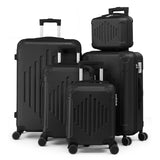 5pcs Luggage with Corner Protectors, 12/ 16/ 20/ 24/ 28-Inch, Durable Hard Shell, 360 Spinner Wheels, Multifunctional Large Capacity, Lightweight Travel Suitcase