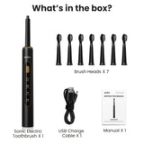 SEJOY Sonic Electric Toothbrush Rechargeable Electric Toothbrush, Deep Cleaning with 3 Modes, 6 Replacement Brush Heads, Portable, Suitable for Travel, Dormitory, Gift, Black, Pink, Blue, Purple, Gift for Parents, Couples