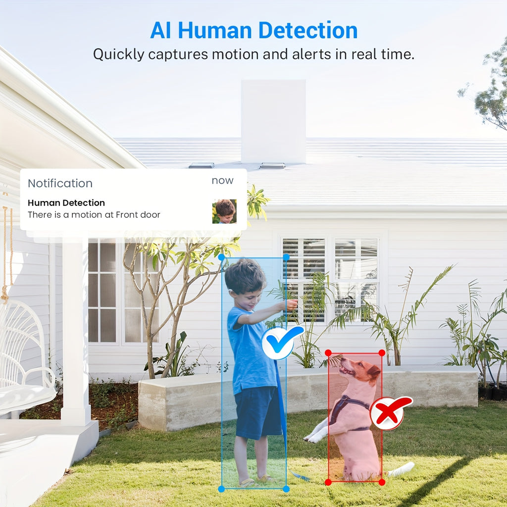 1080p Wireless Wi-Fi Video Doorbell Camera With Chime, Battery Powered, AI Human Detection, Live View, Night Vision, Cloud Storage, 2.4G WiFi Only, Indoor Outdoor Surveillance Cam For Home Security System