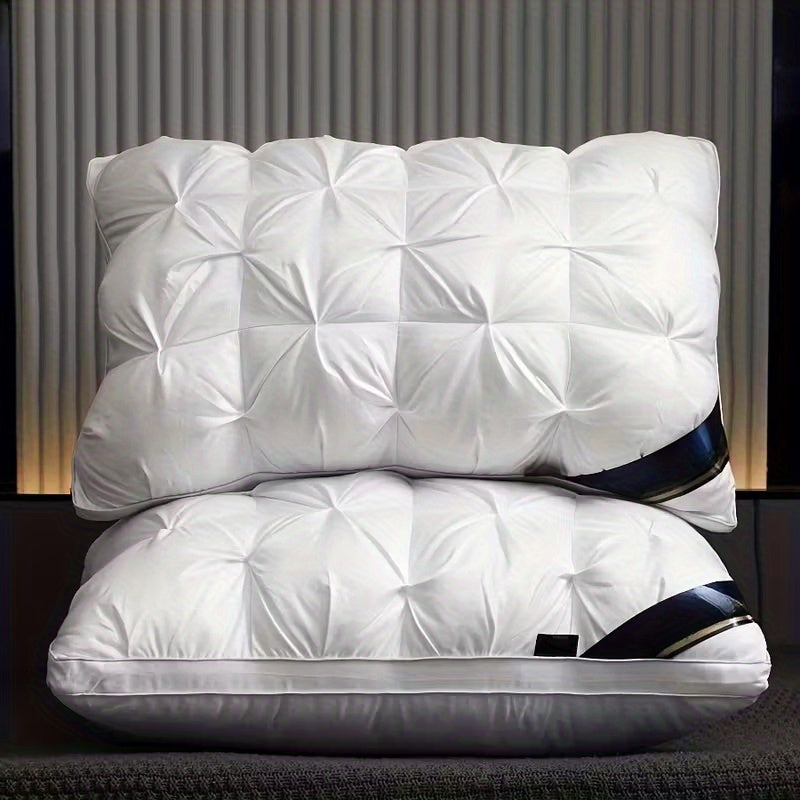 1/2/4pcs 3D Luxury Hotel Pillow Set - Deep Sleeping Massage Pillow Core, Moisture-Absorbing Breathable Polyester Bedding for Bedroom, Living Room