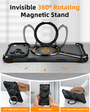 This Minimalist Phone Case Is Compatible with The Apple 17 Pro/17 Pro Max, Featuring a 360° Rotating Stand with an Aluminum Metal Frameless Design And Z-Shaped Bumper, Offering Shockproof Protection (Available in Black And T