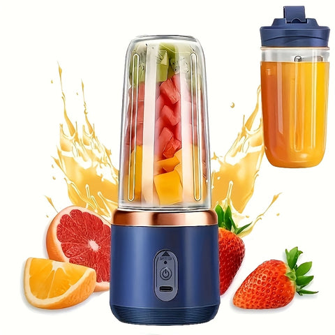 Portable 2-in-1 Blender and Juicer | 6 Blades, USB Rechargeable, Dual Cups - Perfect for Smoothies, Milkshakes & Iced Drinks - Ideal Gift for Valentine's Day, Thanksgiving, Halloween/Christmas, Mother’s Day