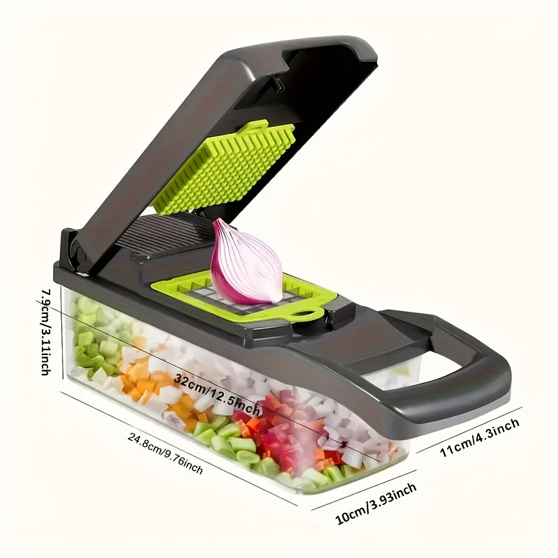 16-In-1 Kitchen Tool For Preparing Salads, Fruits, And Vegetables, Including A Peeler, Cutter, Slicer, Dicer, And Chopper