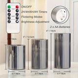 3pcs Flameless Candles with Remote Control Timer: 3D Wick Battery-Powered LED Pillar Candle, Unbreakable Acrylic Fake Candy Set for Home Decor Romantic Atmosphere - Gray, Artificial Candles, Candle Decor, Halloween Candle, Sm