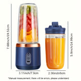Portable 2-in-1 Blender and Juicer | 6 Blades, USB Rechargeable, Dual Cups - Perfect for Smoothies, Milkshakes & Iced Drinks - Ideal Gift for Valentine's Day, Thanksgiving, Halloween/Christmas, Mother’s Day