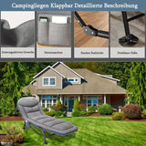 5-Way Adjustable Folding Camp Bed with Pillow & Mattress - Heavy-Duty Portable Outdoor Bed with Sturdy Frame, Manual Recliner Mechanism & Solid Backrest for Indoor/Outdoor Use, Camping, Beach, Garden, Balcony - Space-Saving D