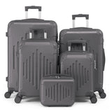 5pcs Luggage with Corner Protectors, 12/ 16/ 20/ 24/ 28-Inch, Durable Hard Shell, 360 Spinner Wheels, Multifunctional Large Capacity, Lightweight Travel Suitcase