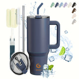 40oz BIGRD Stainless Steel Vacuum Insulated Tumbler with Double-Lid Design, Non-Slip Base, Dual Silicone Nozzles, and Handle - Leak-Proof Travel Mug for Hot & Cold Drinks, Ideal for Sports and Daily Us
