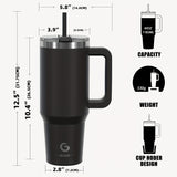 40oz BIGRD Stainless Steel Vacuum Insulated Tumbler with Double-Lid Design, Non-Slip Base, Dual Silicone Nozzles, and Handle - Leak-Proof Travel Mug for Hot & Cold Drinks, Ideal for Sports and Daily Us