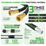 LOVFEN Expandable Flexible Garden Water Hose with 10 Function Spray Nozzle BLUE